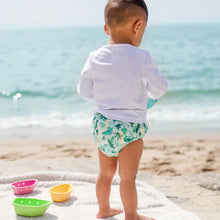 Load image into Gallery viewer, Snap Reusable Absorbent Swim Diaper - Green Tropical Jungle