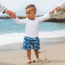 Load image into Gallery viewer, Classic Trunks with Diaper - Navy Tidal Wave