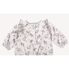 Load image into Gallery viewer, Horse & Bird Ruffle Coverall Romper - Heather Grey