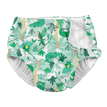Load image into Gallery viewer, Snap Reusable Absorbent Swim Diaper - Green Tropical Jungle
