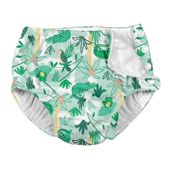 Snap Reusable Absorbent Swim Diaper - Green Tropical Jungle