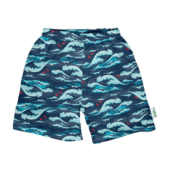Classic Trunks with Diaper - Navy Tidal Wave
