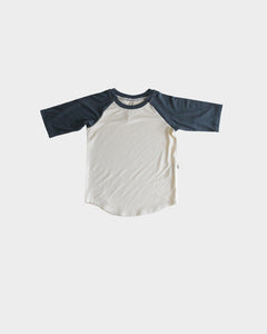 Baseball Tee - Dusty Blue/Cream