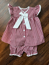 Load image into Gallery viewer, Maroon &amp; White Bloomer Set with Bow (Gina/B)
