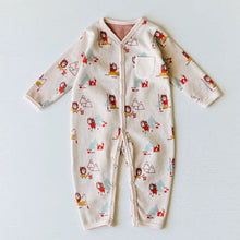 Load image into Gallery viewer, Camping Bear Classic Button Jacquard Baby Jumpsuit
