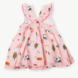 Chick Chick Farm Ruffled Sleeveless Button Front Dress + Bloomer Set - Blush