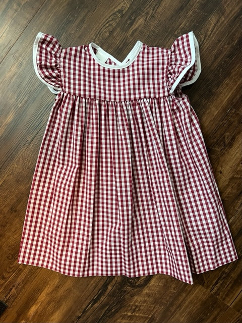 Maroon & White Dress with Bow (Gina)