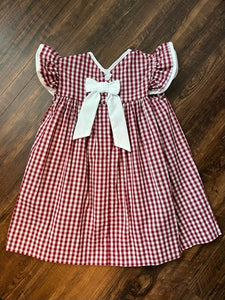 Maroon & White Dress with Bow (Gina)