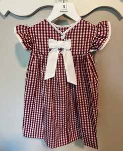 Maroon & White Dress with Bow (Gina)