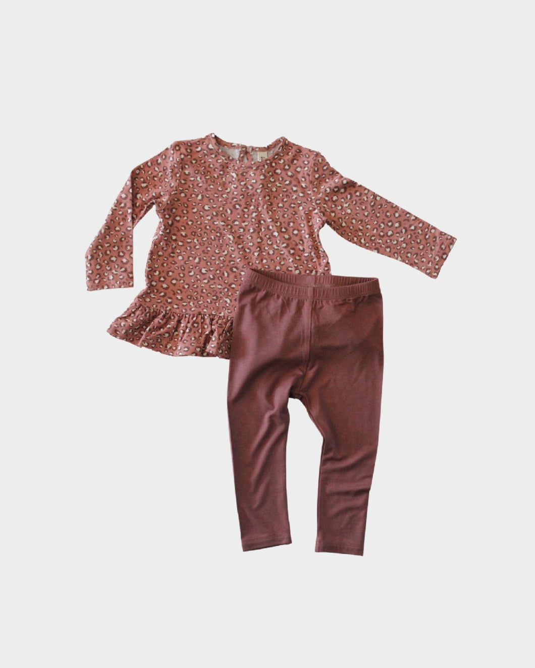Peplum Top & Legging Set - Cheetah In Rosewood