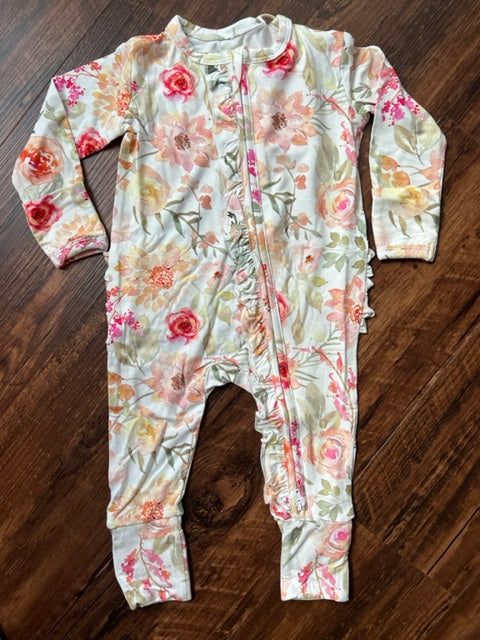 Ivy Bamboo Ruffled Footless Zippy Baby Romper - Grandma's Kiss