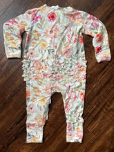 Load image into Gallery viewer, Ivy Bamboo Ruffled Footless Zippy Baby Romper - Grandma&#39;s Kiss

