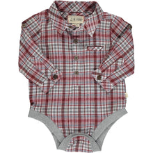 Load image into Gallery viewer, Jasper Woven Onesie - Burgundy Plaid
