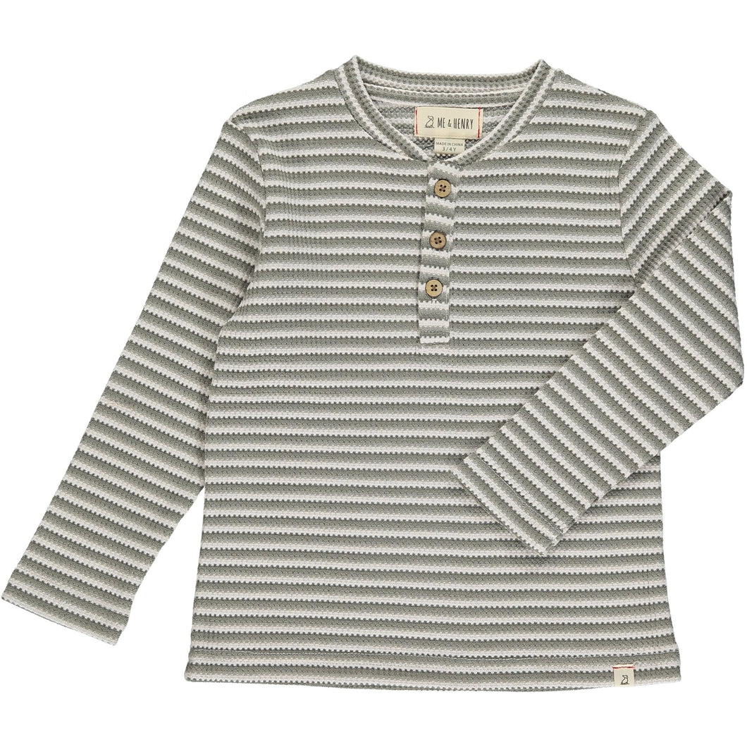Adams Ribbed Henley Shirt - Grey Stripe