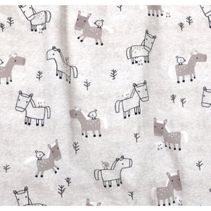 Horse & Bird Ruffle Coverall Romper - Heather Grey