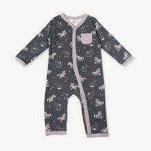Load image into Gallery viewer, Horse &amp; Bird Side Pocket Coverall Romper - Dark Grey
