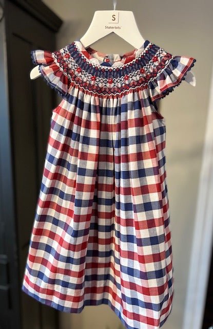 Red, White & Blue Hand Smocked Dress
