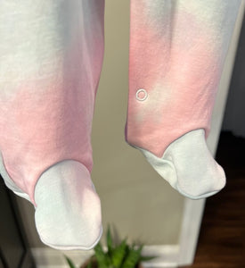 Button Footie - Pink/Blue Tie-Die