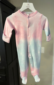 Button Footie - Pink/Blue Tie-Die
