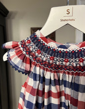 Load image into Gallery viewer, Red, White &amp; Blue Hand Smocked Dress

