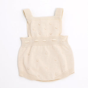 Milan Knit Bobble & Tie Romper - Cream