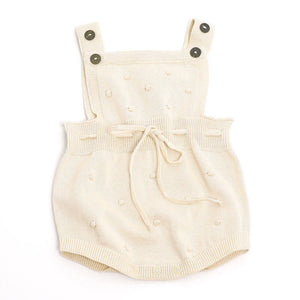 Milan Knit Bobble & Tie Romper - Cream