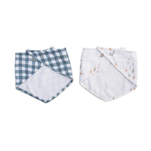 Load image into Gallery viewer, Lulujo Bandana Bibs - Fish &amp; Navy Gingham
