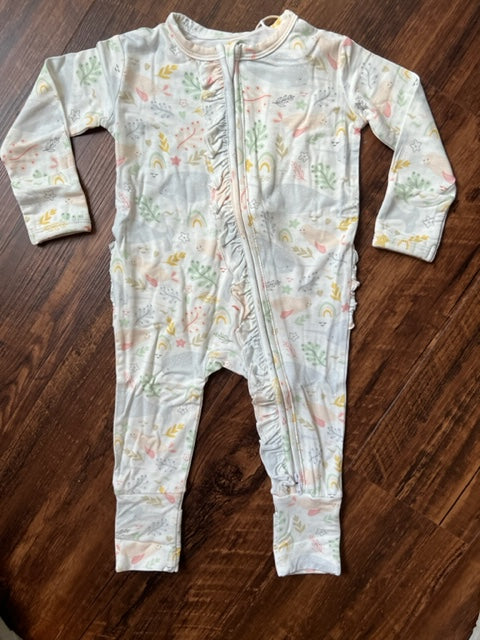 Ivy Bamboo Ruffled Footless Zippy Baby Romper - Sweet Sea