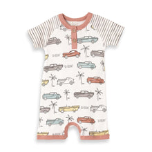 Load image into Gallery viewer, Classic Cars Short Sleeve Henley Shortie Romper
